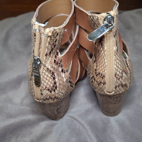 Chinese Laundry Bonafide Hazelnut Snakeskin Print Strappy Heels 8 - Picture 4 of 13